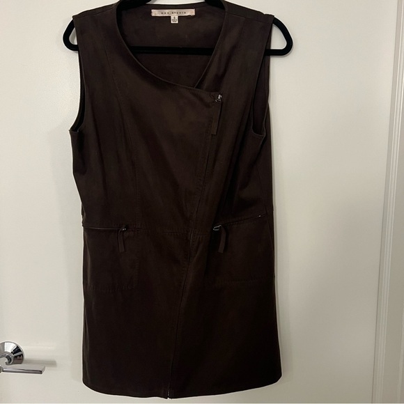 Max Studio Brown Western Cowgirl style Faux Suede Zipper Vest- Small - Picture 2 of 7